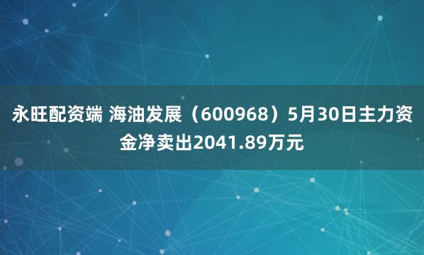 永旺配资端 海油发展（600968）5月30日主力资金净卖出2041.89万元