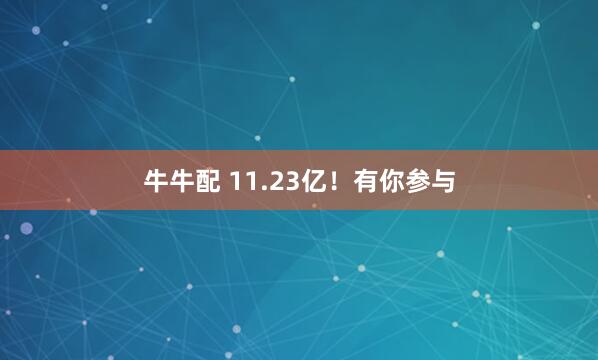 牛牛配 11.23亿！有你参与